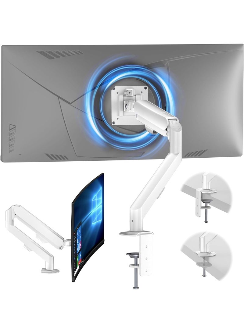 Single Monitor Arm,  Mount Aluminum Gas Spring Adjustable Ergonomic  Monitor Arm, Swivel Monitor Mount & 2  Mounting Base for 13-32 inches 1.5-10 kgs Sceens, Whit ﻿ - Image 1